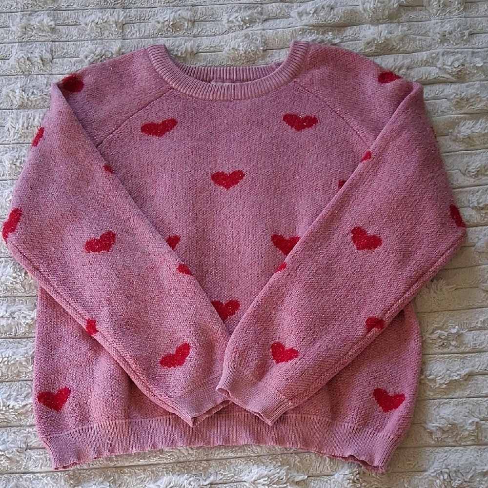 ANDREE BY UNIT Pink Sweater with Red Hearts